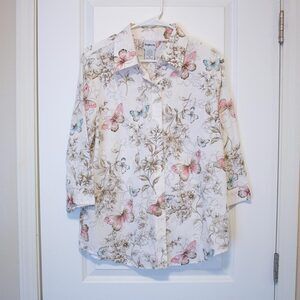 Romantic Fairycore Butterfly Blouse Burnout Pastel Cottagecore Garden Shirt M